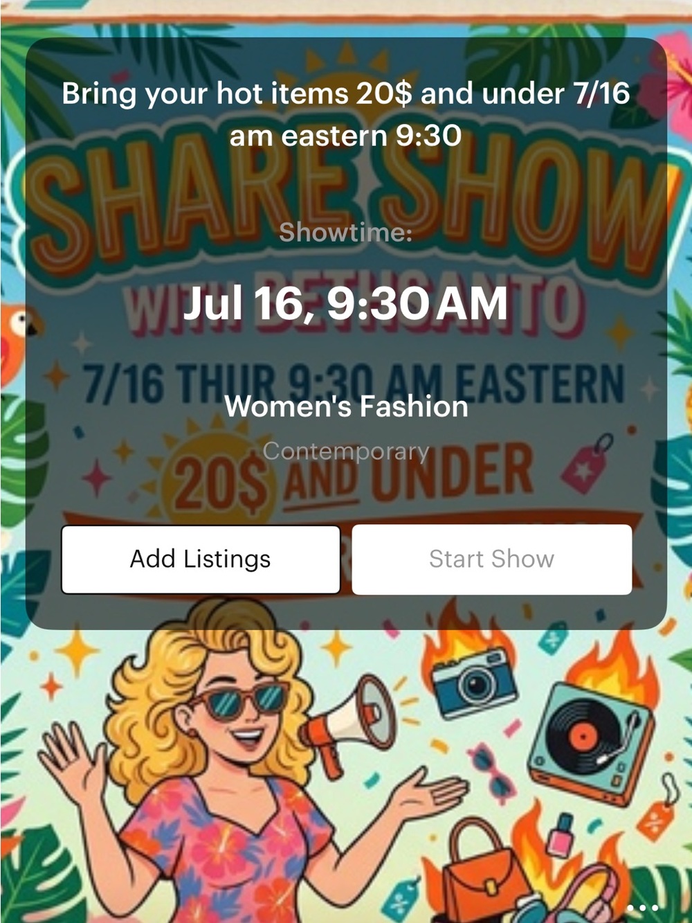 Share your hot items! 9:30 am 7/16 Thur eastern 20$ and under